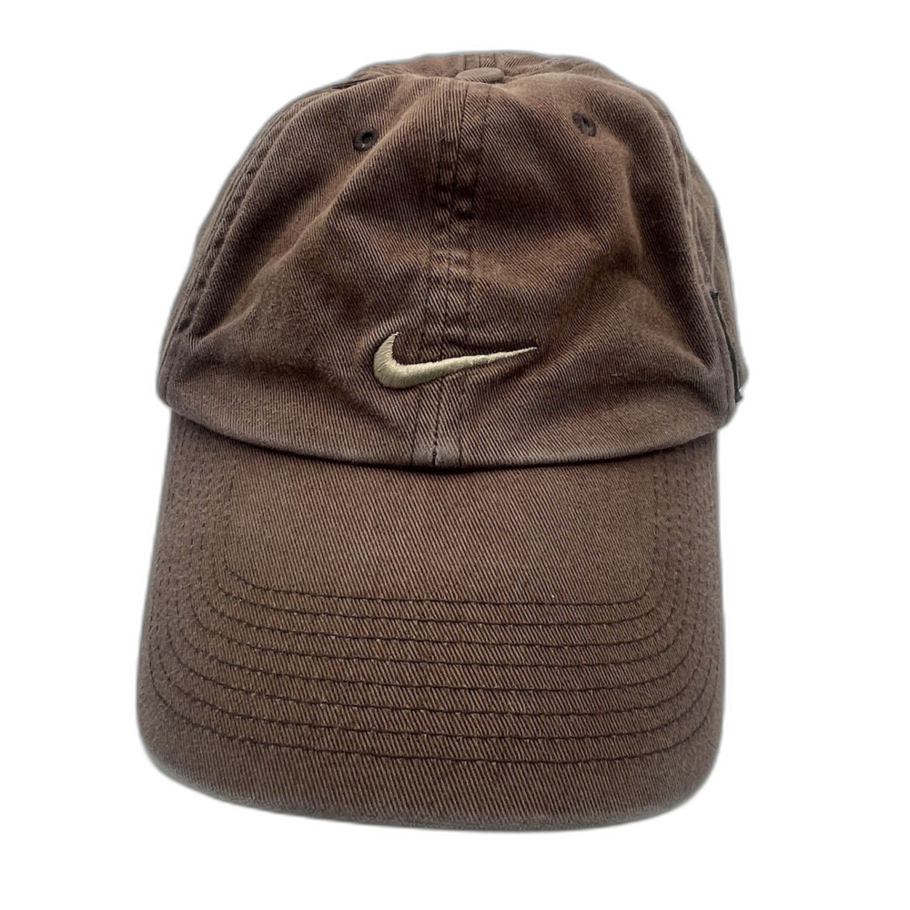 Vintage 90s Nike Dad Hat Brown Cap Gray Label Tag